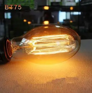 Подвесной светильник в стиле ретро vintage edison bulb DIY веревки кулон ресторан бар E27 углерода лампы 110v 220v нити lampadario промышленные лампы - Цвет: BT75Z filament