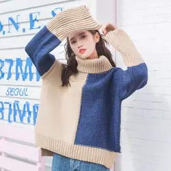 Повседневное свободные шить свитер с воротником женский корейский Kawaii для женщин's свитеры для японский Харадзюку улззанг костюмы