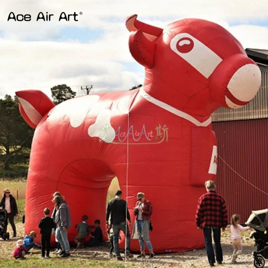 Giant animal model inflatable cow,calf model,lovely red cattle replica