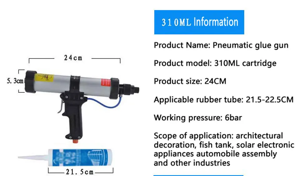 ZQXYSJ Новое прибытие 310 мл монтажный пистолет 9 дюймов Air пневматические герметик пневматический пистолет для клея для авто Применение с