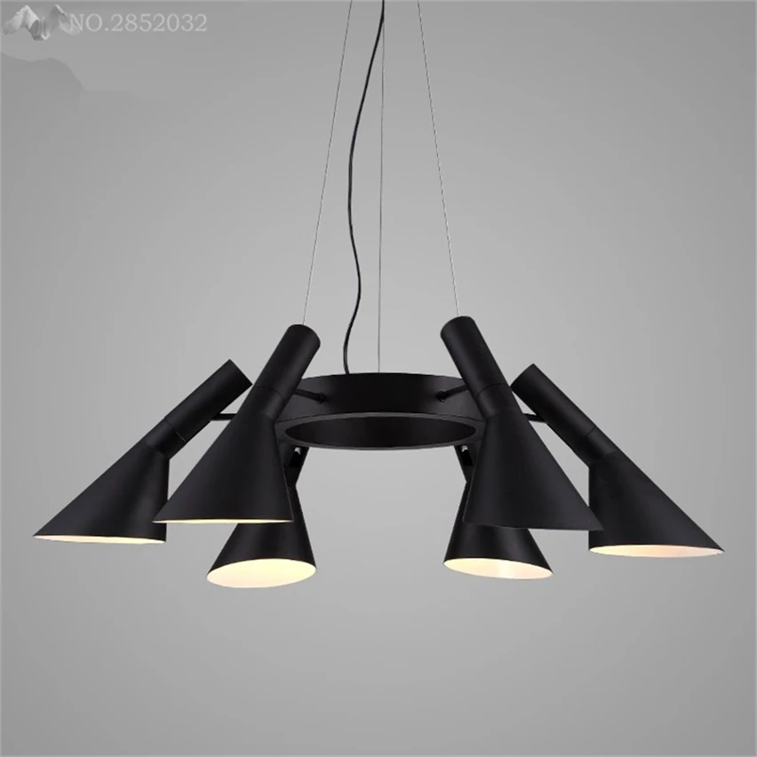 JW _ Nordic громкоговоритель в стиле ретро Light Vintage Black 6 Heads подвесной светильник для