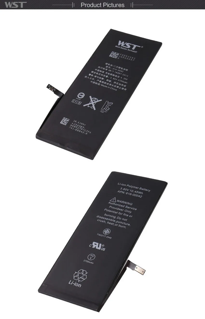 Бренд WST Аккумулятор для iPhone 6S Plus 2750 мАч литий-ионный мобильный телефон запасная батарея для iPhone6S Plus большой емкости