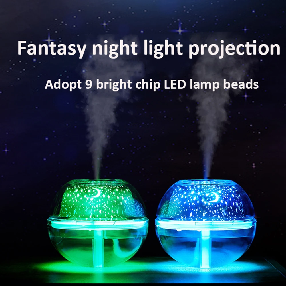  500ML air Humidifier usb Ultrasonic Aromatherapy Diffuser with Star sky Lamp for Home Babyroom Mini