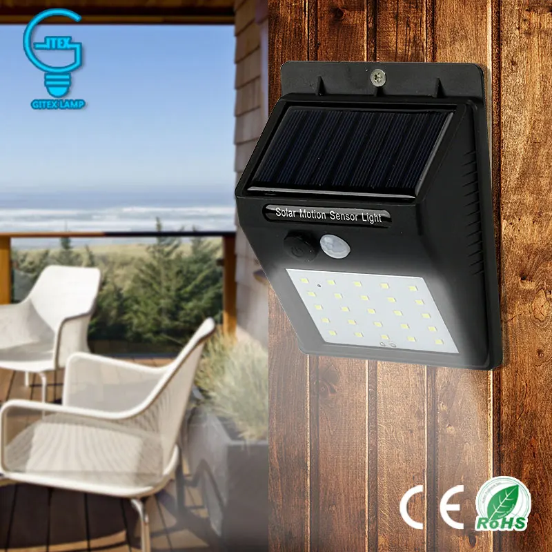 25/30 светодиодный светильник на солнечной батарее с датчиком движения, настенный светильник, водонепроницаемый светодиодный светильник на солнечной батарее, энергосберегающий уличный садовый светильник для безопасности