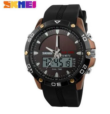 Watches Men Waterproof Solar Power Sports Casual Watch Man Men's Wristwatches 2 Time Zone Digital Quartz LED Clock Men 