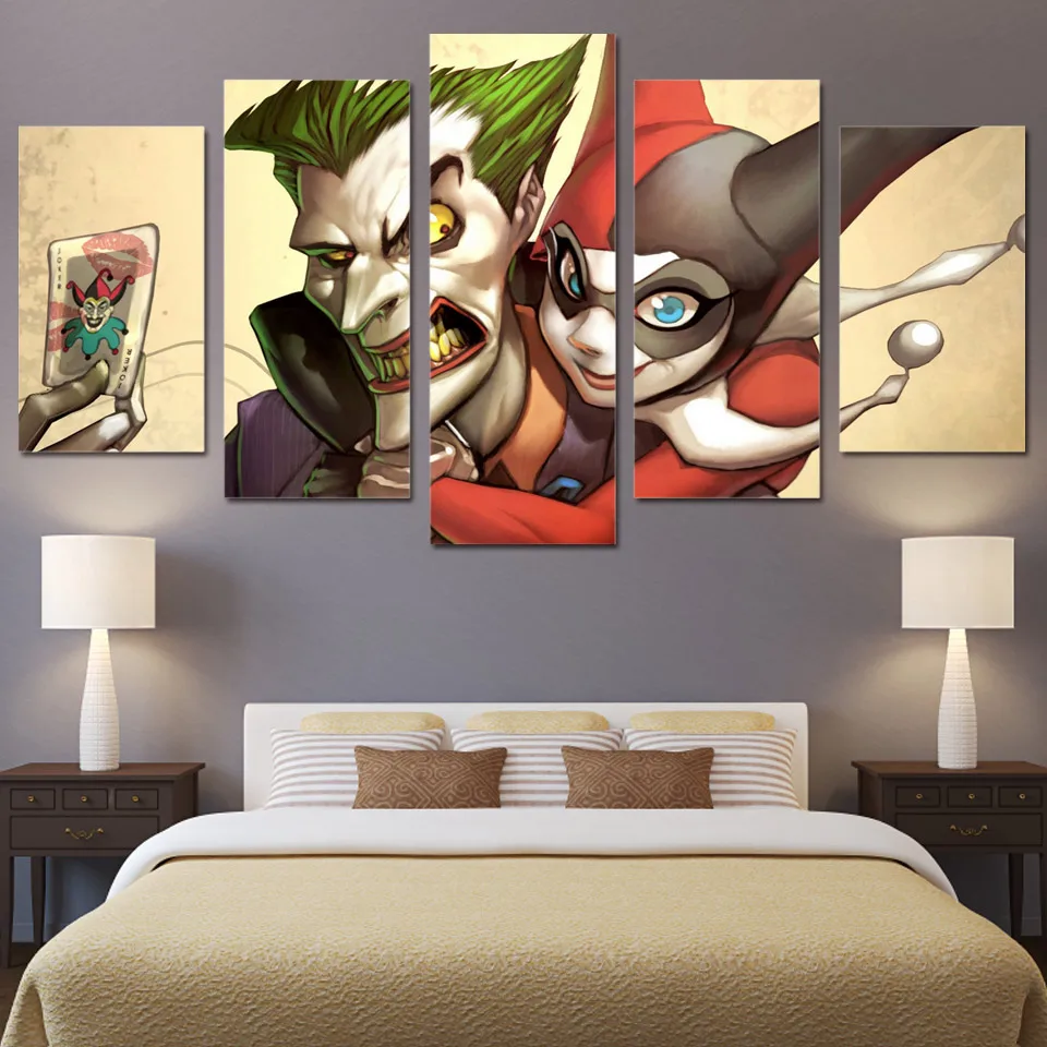 

5 Piece HD Printed Joker Karta Dc Animation Painting Canvas Print Room Decor Print Poster Picture Canvas Tableau Abstrait