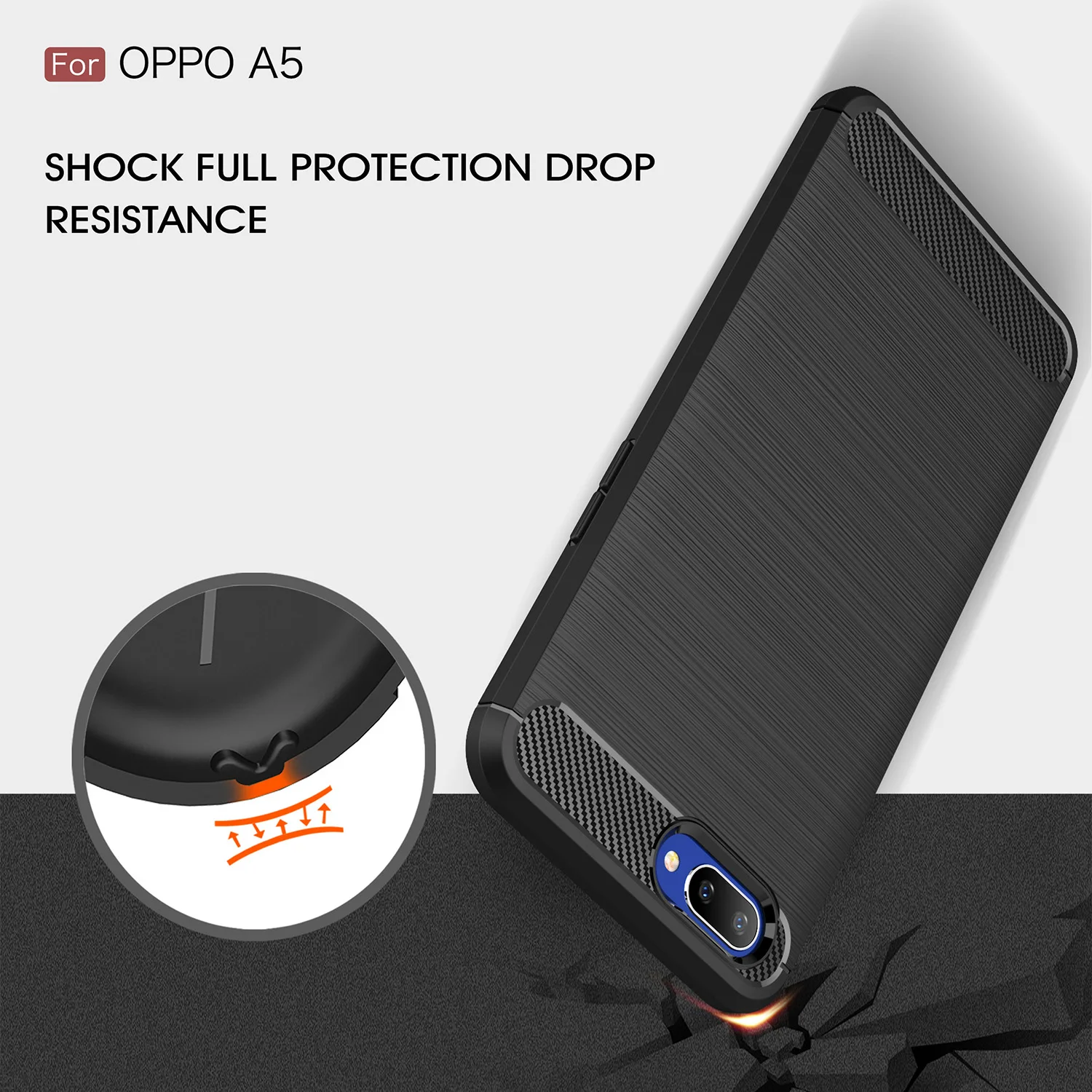 Wolfsay Carbon Fiber Case Oppo A5 Phone Case Oppo A3S Soft Wolfsay Carbon Fiber Case Oppo A5 Phone Case Oppo A3S Soft Silicone Cover For Oppo A3s Case Anti Slip Shell For Oppo A3s 6 2" in Fitted Cases from