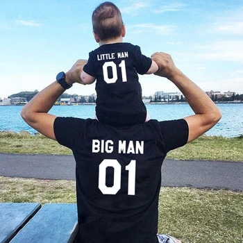 Family Matching Clothes Fashion Big Little Man Tshirt