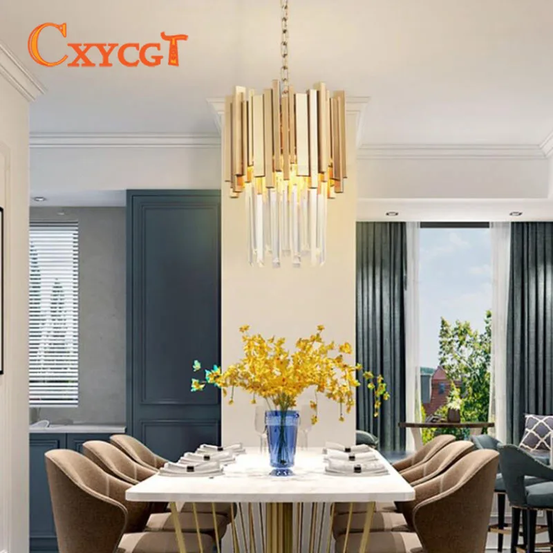 

Modern Gold Crystal Pendant Light Restaurant Decorative Lighting for Bedroom Kitchen