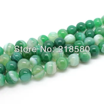 

H-SA06 Apple Green Striped Banded Lace Smooth Beads Natural Agat Beads 6mm 8mm 10mm 12mm
