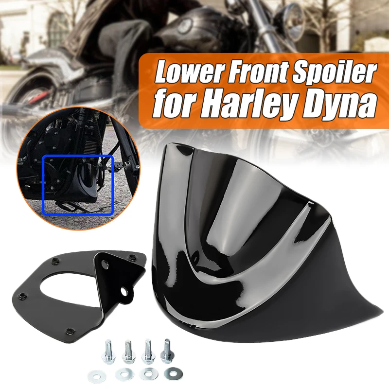 

New Glossy Black Motorcycle Lower Front Chin Spoiler Air Dam Fairing Cover Mudguard Air Dam Fairing for Harley Dyna 2006-2017
