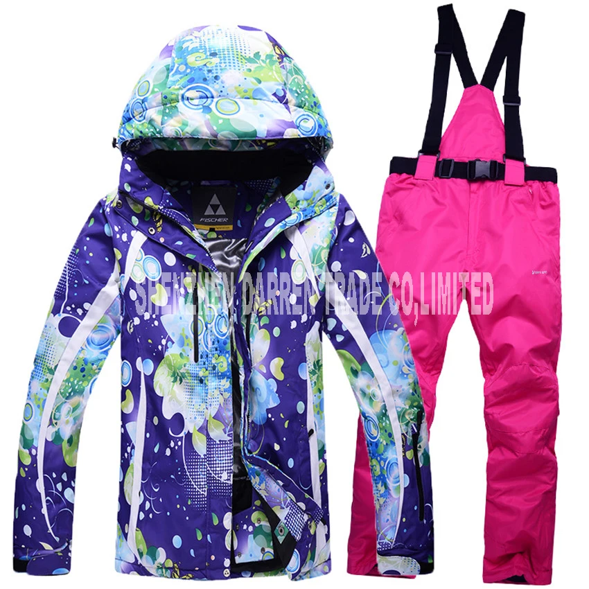 

2017 new Female Women's Ski or Snowboard Suit Ski Jacket and Pant Outdoor Hiking or Camping Clothing Set Winter Warm Suit