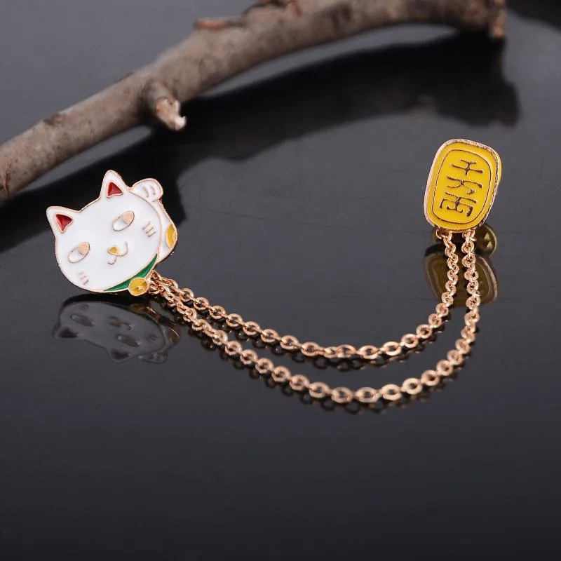 Delicate Alloy Lucky Cat Gold Plate Collar Brooches Pin Badge Girls Clothing font b Hat b