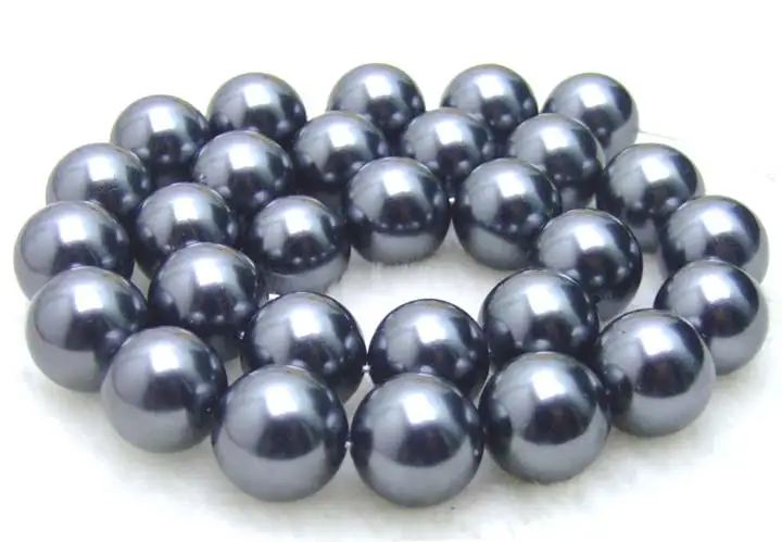 

Qingmos AAA GRADE Round 12mm Black Sea shell PEARL strands 15"-los263 Wholesale/retail Free shipping