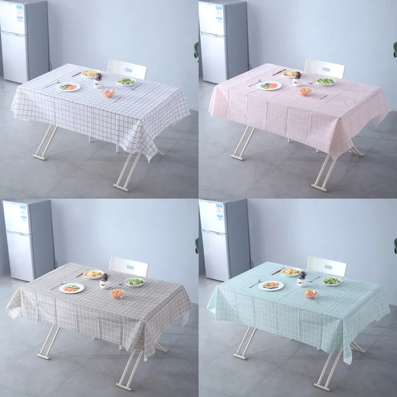 

Simple Lattice Waterproof Oilproof Anti-scalding PVC Tablecloth Home Easy Cleaning Kitchen Table Cover Rectangle Table Cloth