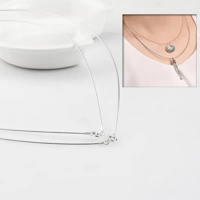 

1mm 40cm(16inch) 45cm(18inch) Boutique 925 sterling silver Jewelry Jadoku Chain ellipse necklace for women Jewelry birthday gift