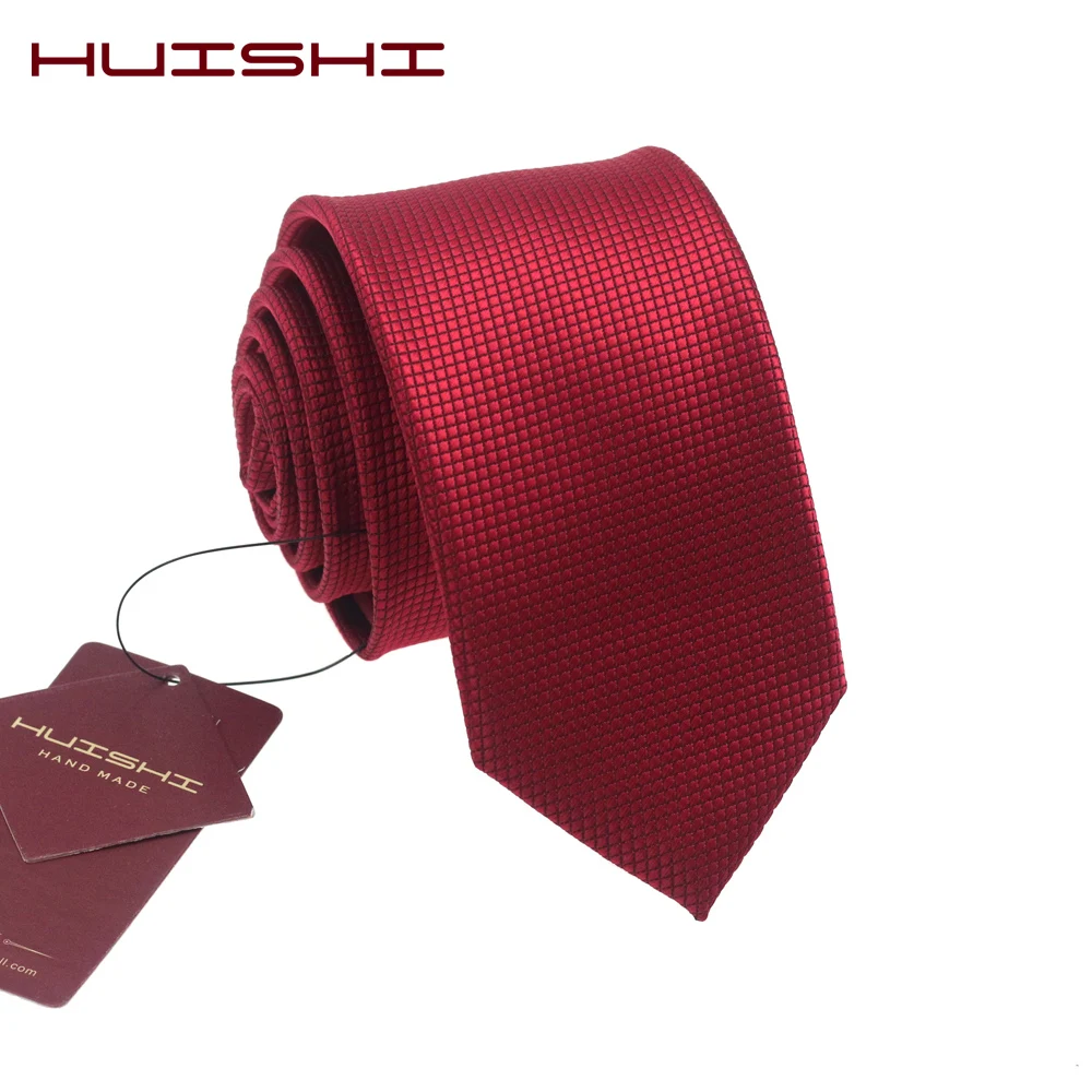 HUISHI однотонные тонкие галстуки 6 см мужские свадебные красные галстуки 7 см 6 см модные аксессуары узкие полосатые простые красные цвета для мужчин s подарки