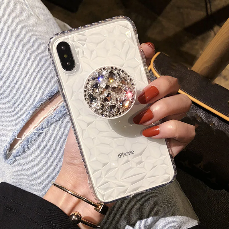 

Phone Case For iphone 6 6S Plus Case Diamond Rhinestone Case Cover For iPhone X 8 7 Plus XR XS Max Ring Stand Bling Holder Case