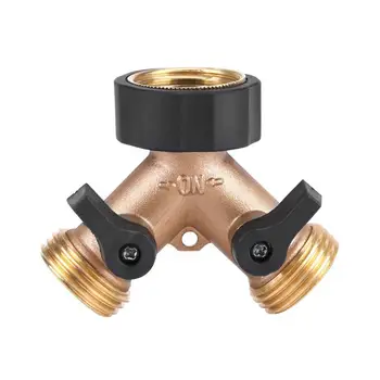 

None Copper Y Shunt 3/4 Thread Ball Valve Water Faucet Irrigation Splitter Connector