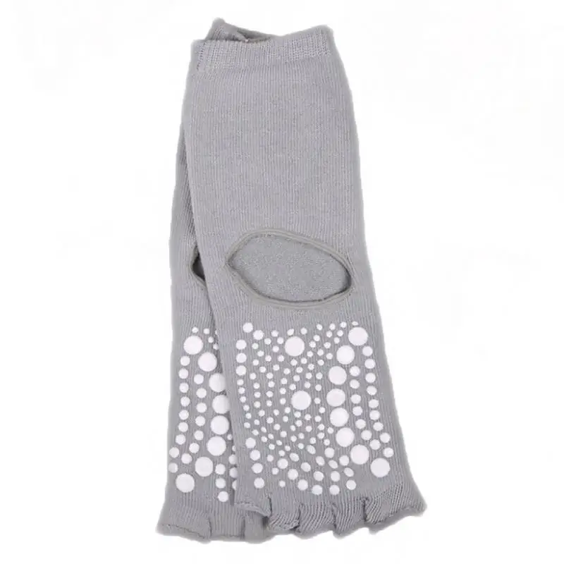Открытые женские носки для йоги, полые чулки-трубки, дышащие хлопковые носки, высокое качество, женские носки для йоги - Цвет: Gray