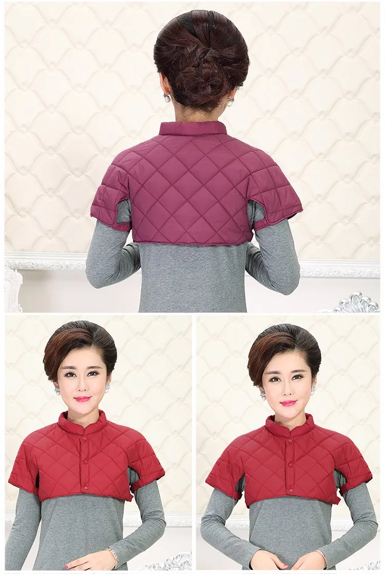 Woman Quilted Puffer Shoulder Padded Vest Red Dark Blue Ultrashort Padded Waistvest Warm Stand Collar Bolero Gilet Autumn Winter (16)