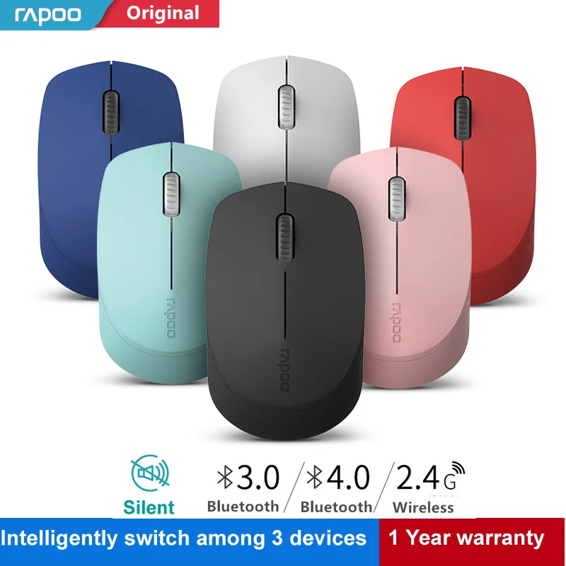 Pаспродажа Новый Rapoo Silent Беспроводной Оптический Мышь с Bluetooth 4,0 2,4 РФ 3,0 г Mute мини Бесшумная мышь для Macbook PC ноутбук