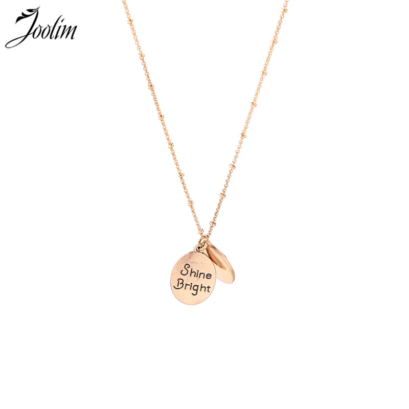 

JOOLIM Jewelry Shine Bright Script Pendant Necklace Gold Color Round Pendant Necklace Jewelry Wholesale Free shipping