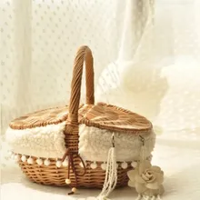 Принцесса Кружева плетеная корзина для пикника портативный корзина для хранения Корзина zakka японский симпатичный