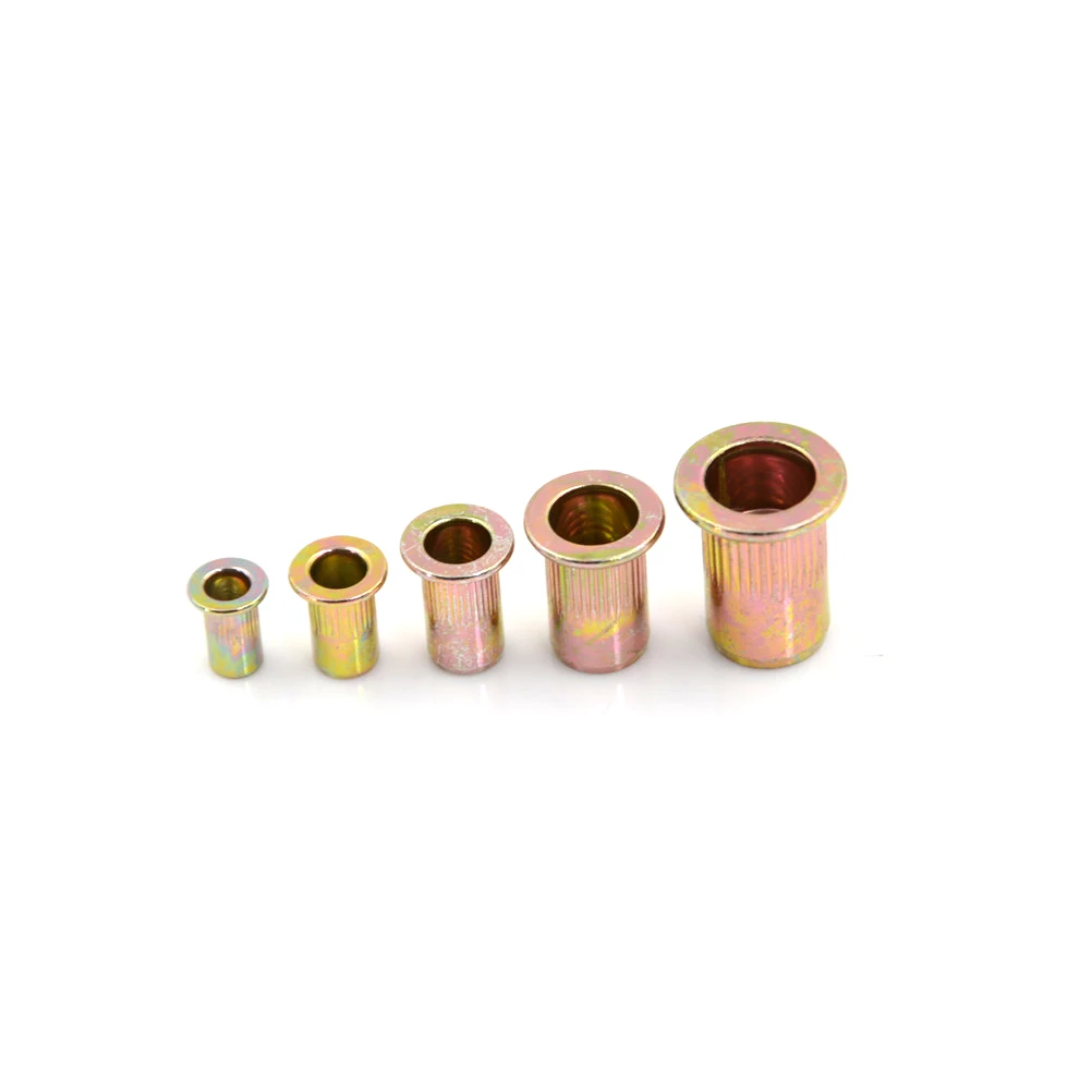 

20Pcs M3 M4 M5 M6 M8 Zinc Plated Carbon Steel Knurled Nuts Rivnut Flat Head Threaded Rivet Insert Nutsert Cap Rivet Nut