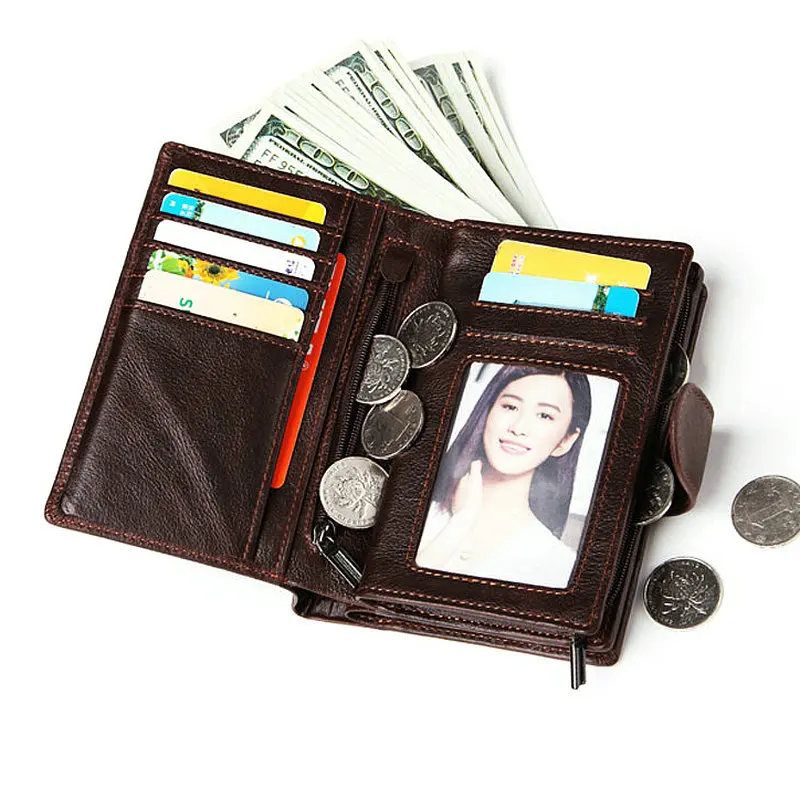 Mens Wallets Genuine Leather Passport Holder Wallet Man Vintage Cowhide