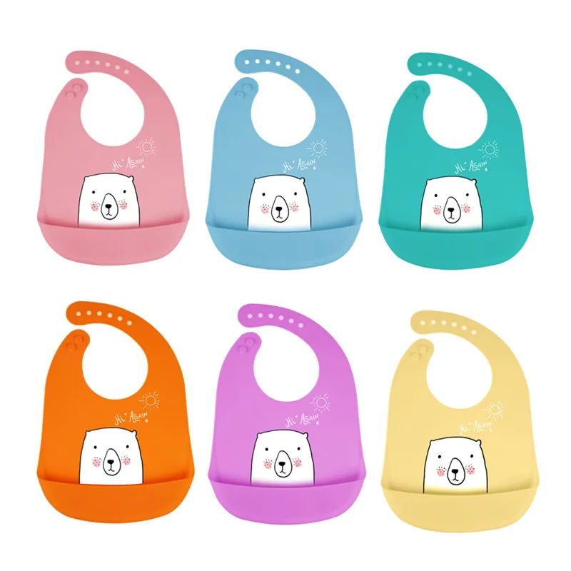 

Baby Silicone Bib Toddler Kids Adjustable Feeding Apron Saliva Waterproof Large Baby Bib