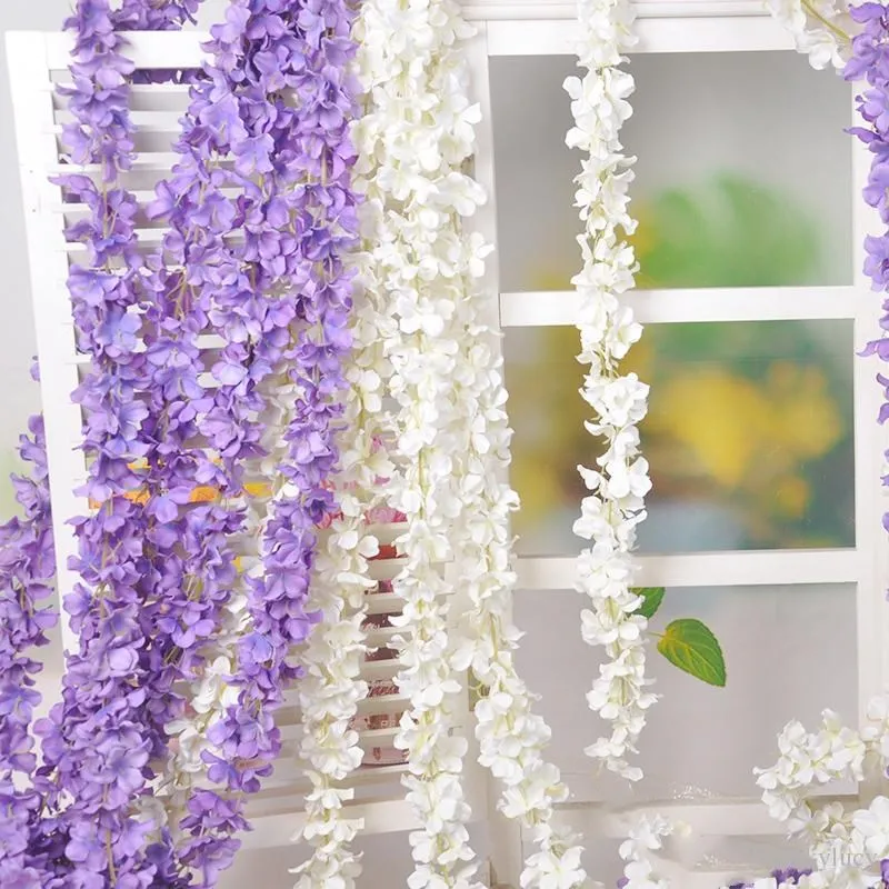 

180cm Long Artificial Silk Flower Hydrangea Wisteria Garland For Garden Home Wedding Decoration Supplies 21 Colors Available