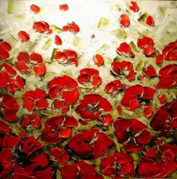 Hand Painted Oil Painting Red Poppies Ii Floral Oil Painting Wall