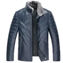 Куртка из натуральной кожи, зимняя куртка, Мужская куртка с воротником из натурального меха норки, куртка на утином пуху, мужские кожаные куртки из овчины