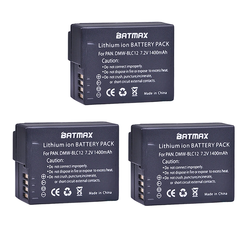 

Batmax 3pc DMW-BLC12 DMW BLC12 Rechargeable Battery for Panasonic BLC12 DMW-BLC12E DMW-BLC12PP FZ200 FZ1000 DMC-G5 DMC-G6 GH2