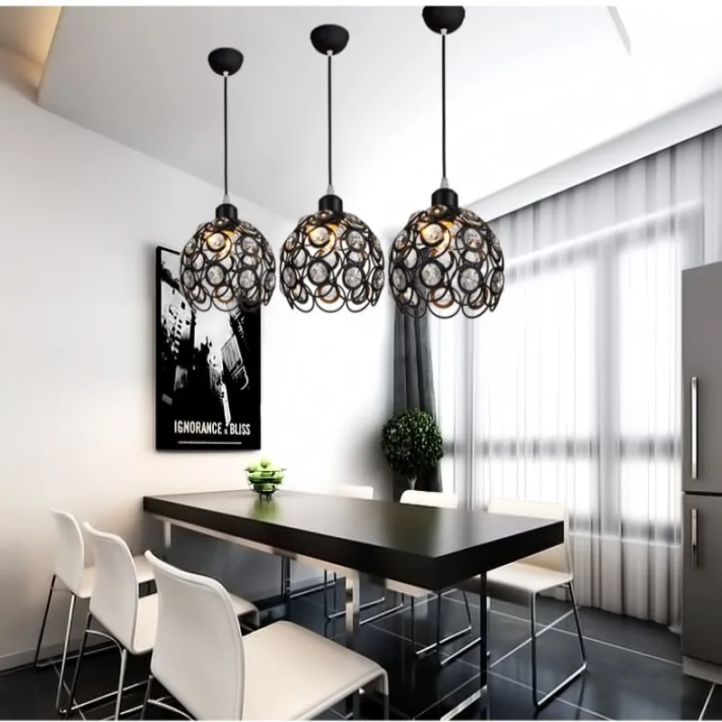 Современные подвесные светильники E27 подвесные светодиодный подвесной светильник с украшением в виде кристаллов хрустальный шар люстры подвесной светильник для столовой Кухня Спальня
