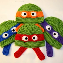 Младенческой крючком шапка новорожденных для фотосессий, вязание крючком шапка крючком Детские ниндзя черепаха шапка новорожденных шапочка для фотосессий
