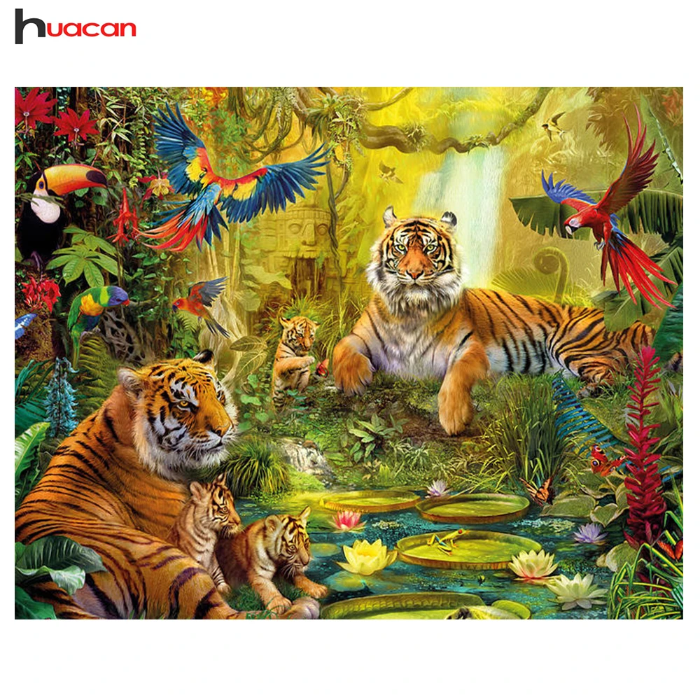 

Diamond Embroidery Picture of Tigers Full Square Resin Drill Diamond Painting Rhinestone Home Decor Handiwork Arts Wall Sticker