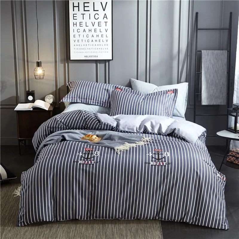

Cotton Bedding Set Queen King Size 4PCS Duvet Cover Bed Linen Bed sheet Pillowcases Geometric style of modern simplified stripes