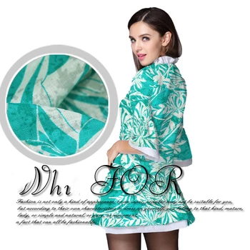

100% imported cotton printed blue green high-end custom clothing fabric cloth coat dress pants