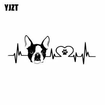 

YJZT 20CM*6.7CM Boston Terrier Ecg Vinyl Decoration Car Decal Sticker Black/Silver C2-3265