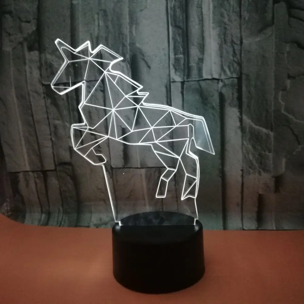 Горячая продажа лошадь 3d лампа 7 цветов сенсорный и пульт дистанционного