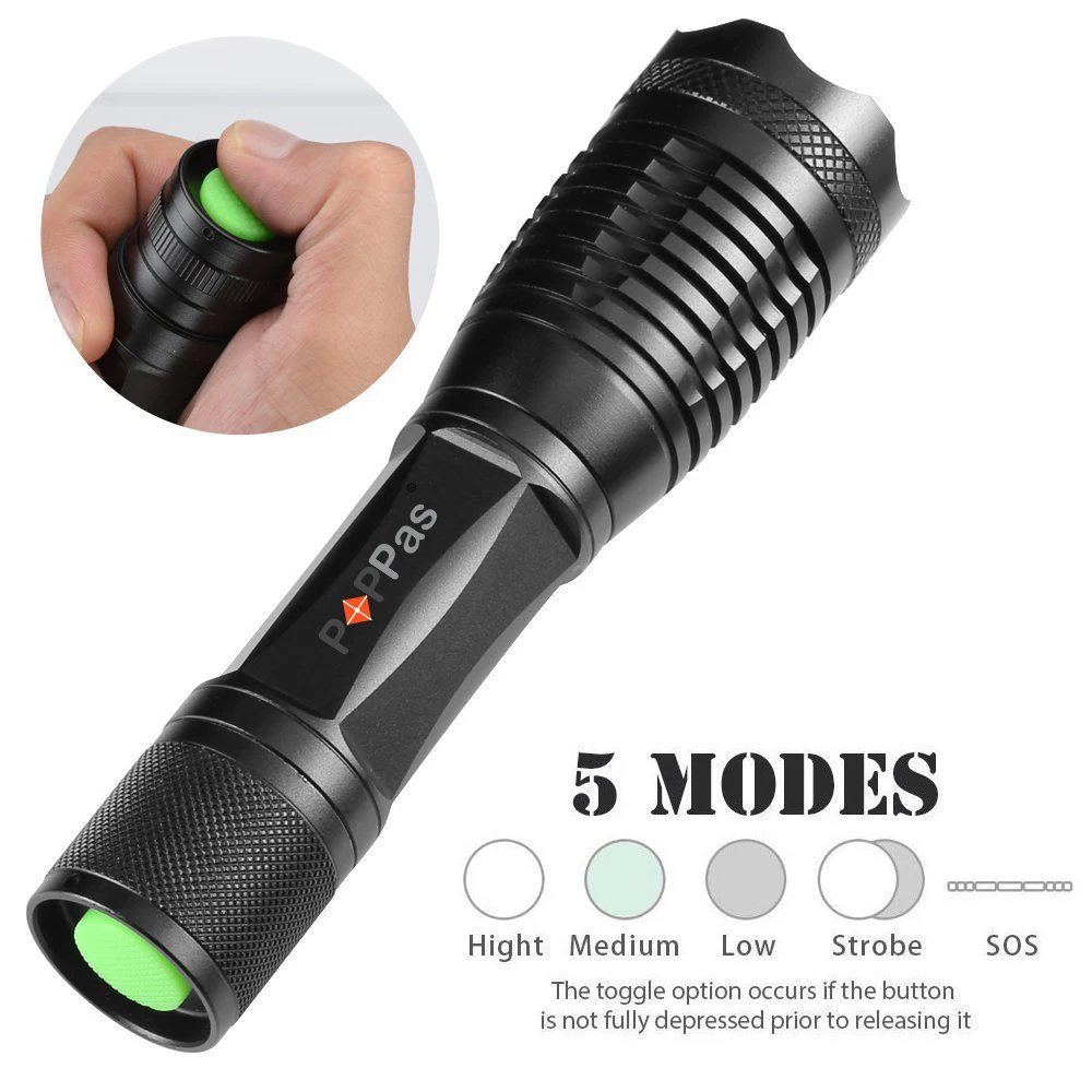 POPPAS Micro USB 1300LM CREE XM L2 чипы фонарик светодио дный светодиодный Масштабируемые