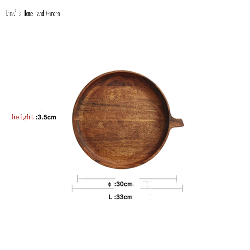 antique solid mango wood round tray with side handle (9)