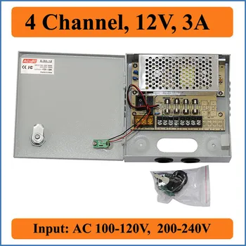 

4 Channels DC 12V 3A CCTV Camera Power Box Switching Power Supply Box for surveillance Security Camera 4CH Ports 100V-240V Input