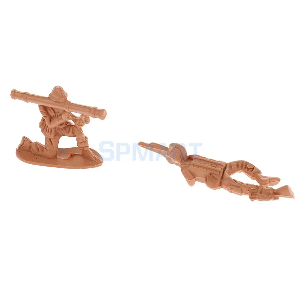 100pcs Plastic Army Playset 5cm WWII Soldier Army Men Action Figures Collectibles Gift - Sand Color