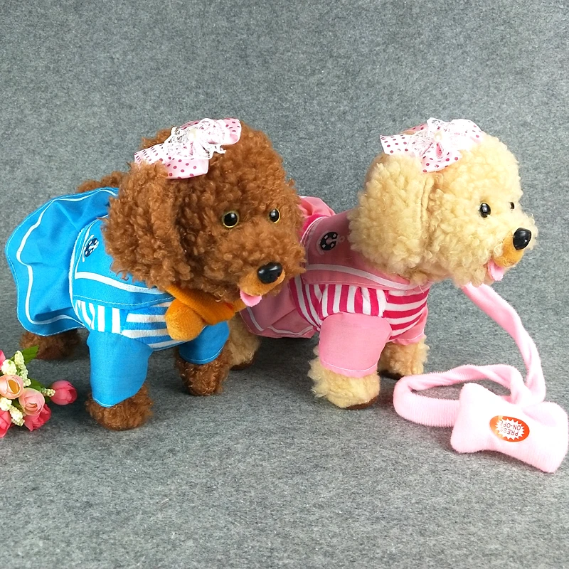 Eletrônico do Cão de Estimação Brinquedos para Crianças Cão de Pelúcia Carregamento Andando Musical Trela Cão Chamado Música Elétrica Brinquedo Interativo Usb 33cm 21 Animais eletrônicos