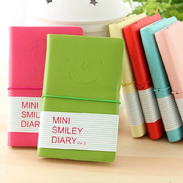"Mini Smiley" 1pc Cute Pocket Diary Notebook Faux Leather Journal Memo Free Note 
