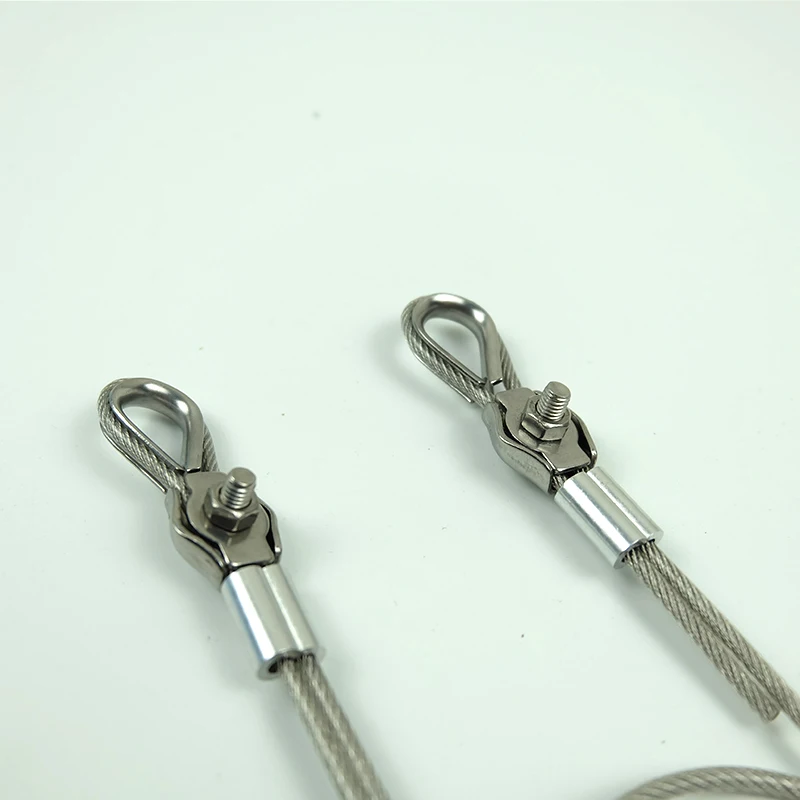 2pcs Thimbles Ring Clamp + 2pcs Single Grips Cable Clamps + 2pcs aluminum ferrule For 1mm 2mm 3mm Stainless Steel Wires rope