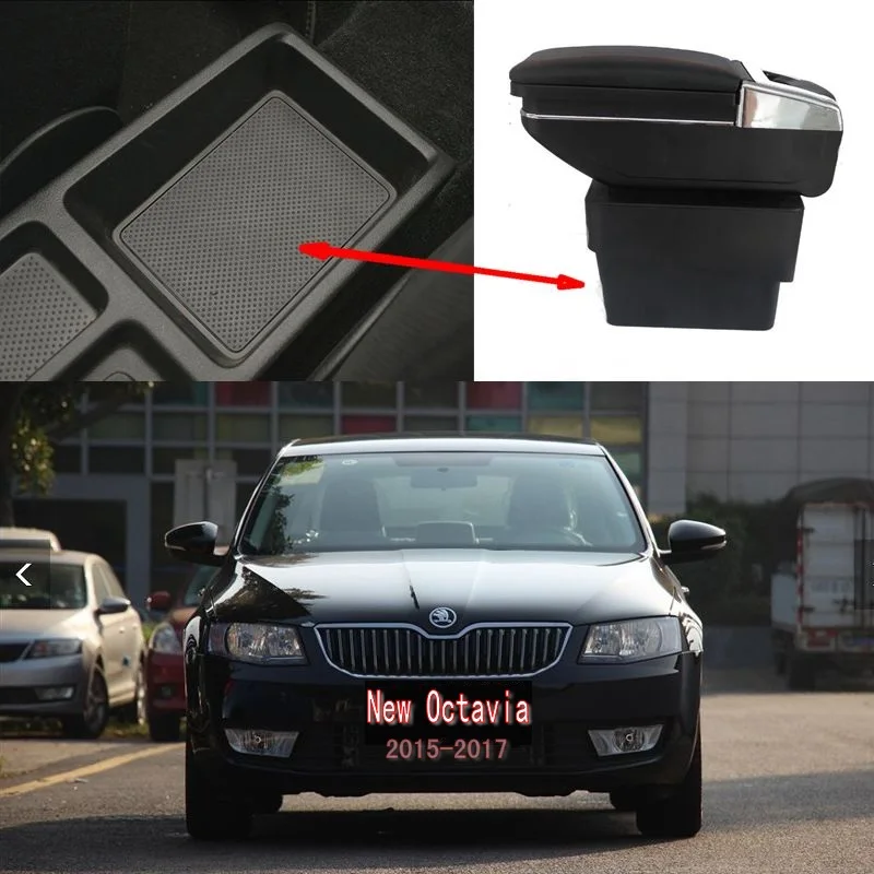  Nueva para Skoda Octavia A7 caja de reposabrazos tienda central caja de almacenamiento interfaz USB